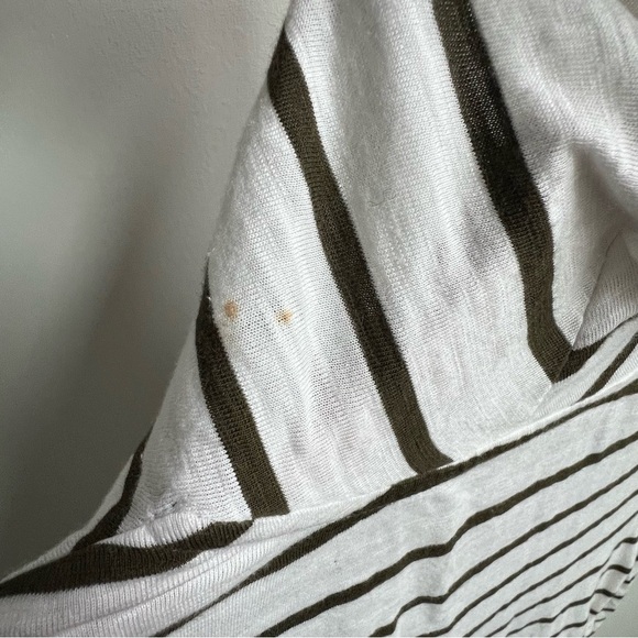 New Talbots Open Front Cardigan Olive Green Striped 3/4 Sleeve Drape Lightweight - Picture 7 of 10